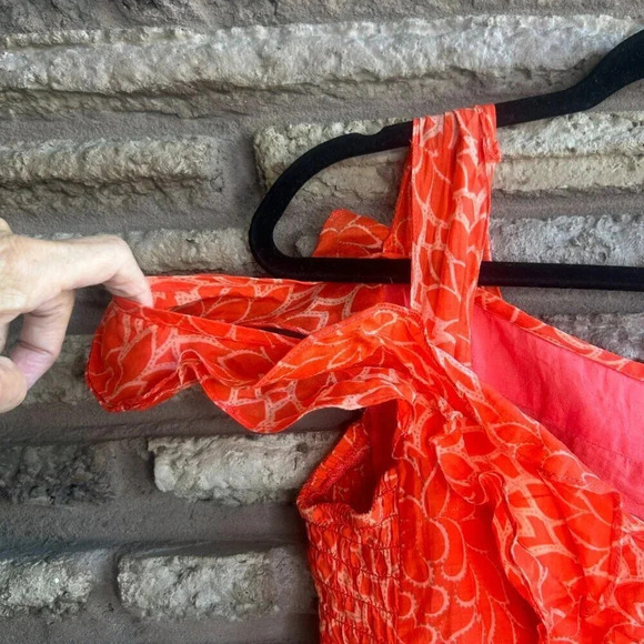 Nanette Lepore Orange Floral Cold Shoulder Sleeveless Corset Tank Top Size 10 - Picture 4 of 9